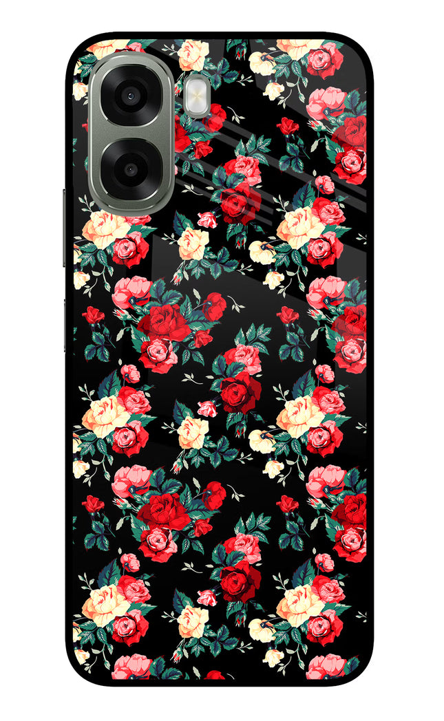 Rose Pattern Oppo A6x 5G Glass Case Back Cover by Casekaro