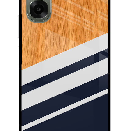 Blue and white wooden Oppo A6x 5G Glass Case Back Cover by Casekaro