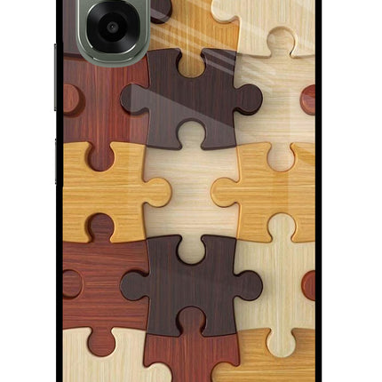 Wooden Puzzle Oppo A6x 5G Glass Case Back Cover by Casekaro