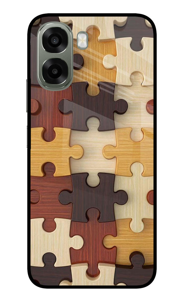 Wooden Puzzle Oppo A6x 5G Glass Case Back Cover by Casekaro
