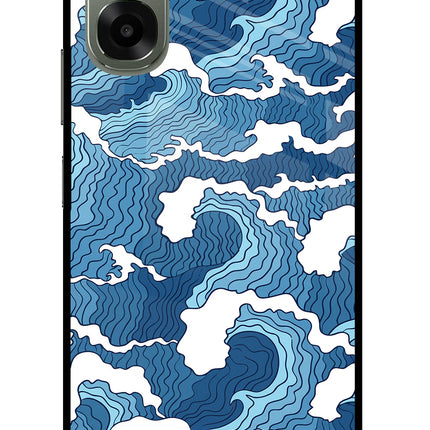 Blue Waves Oppo A6x 5G Glass Case Back Cover by Casekaro