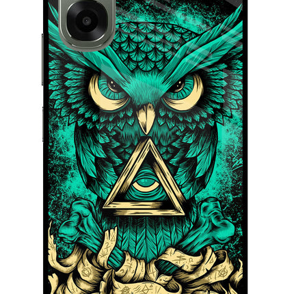 Green Owl Oppo A6x 5G Glass Case Back Cover by Casekaro