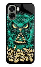 Green Owl Oppo A6x 5G Glass Case Back Cover by Casekaro