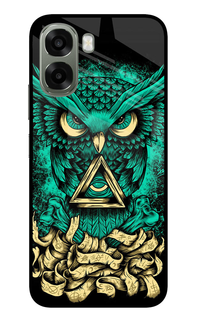 Green Owl Oppo A6x 5G Glass Case Back Cover by Casekaro