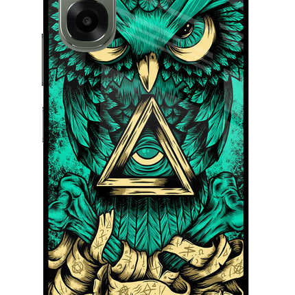 Green Owl Oppo A6x 5G Glass Case Back Cover by Casekaro