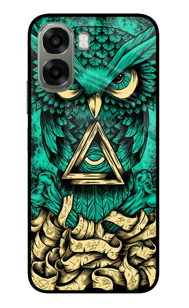 Green Owl Oppo A6x 5G Glass Case Back Cover by Casekaro