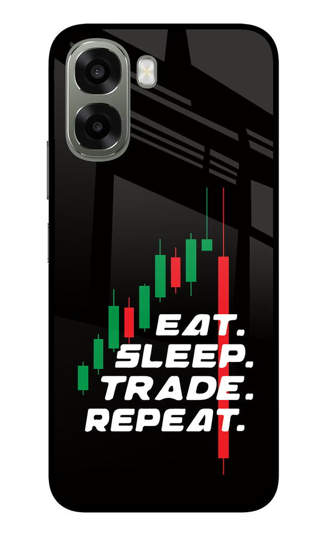 Eat Sleep Trade Repeat Oppo A6x 5G Glass Case Back Cover by Casekaro