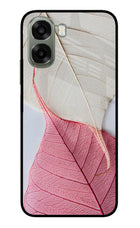 White Pink Leaf Oppo A6x 5G Glass Case Back Cover by Casekaro
