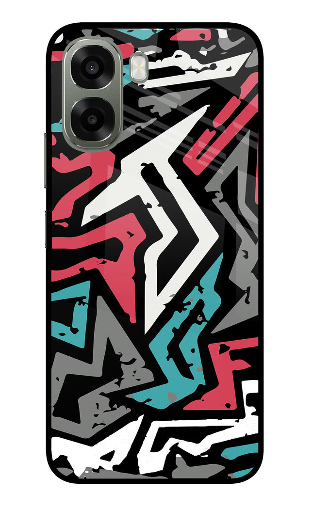 Geometric Graffiti Oppo A6x 5G Glass Case Back Cover by Casekaro