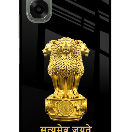 Satyamev Jayate Golden Oppo A6x 5G Glass Case Back Cover by Casekaro