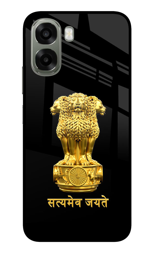Satyamev Jayate Golden Oppo A6x 5G Glass Case Back Cover by Casekaro