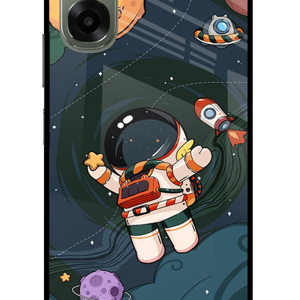 Cartoon Astronaut Oppo A6x 5G Glass Case Back Cover by Casekaro