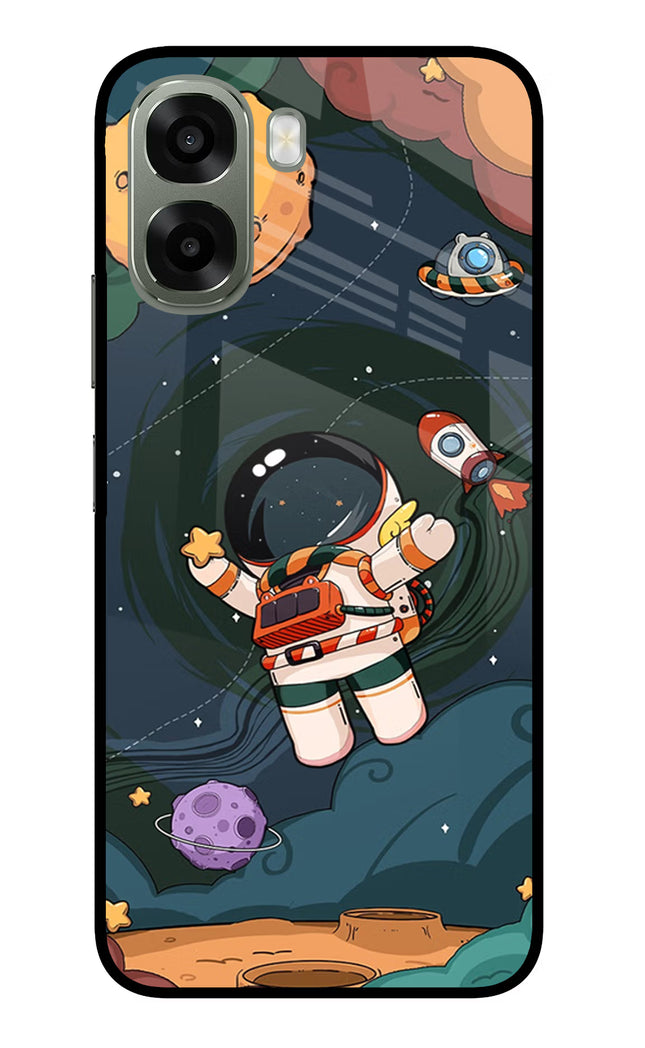 Cartoon Astronaut Oppo A6x 5G Glass Case Back Cover by Casekaro