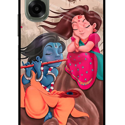 Radhe Krishna Oppo A6x 5G Glass Case Back Cover by Casekaro