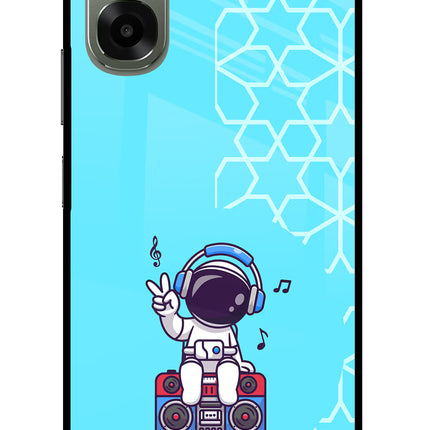 Cute Astronaut Chilling Oppo A6x 5G Glass Case Back Cover by Casekaro