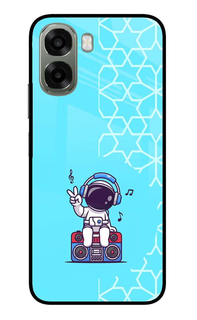 Cute Astronaut Chilling Oppo A6x 5G Glass Case Back Cover by Casekaro