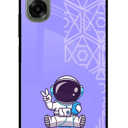 Cute Astronaut Chilling Oppo A6x 5G Glass Case Back Cover by Casekaro