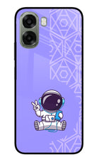 Cute Astronaut Chilling Oppo A6x 5G Glass Case Back Cover by Casekaro