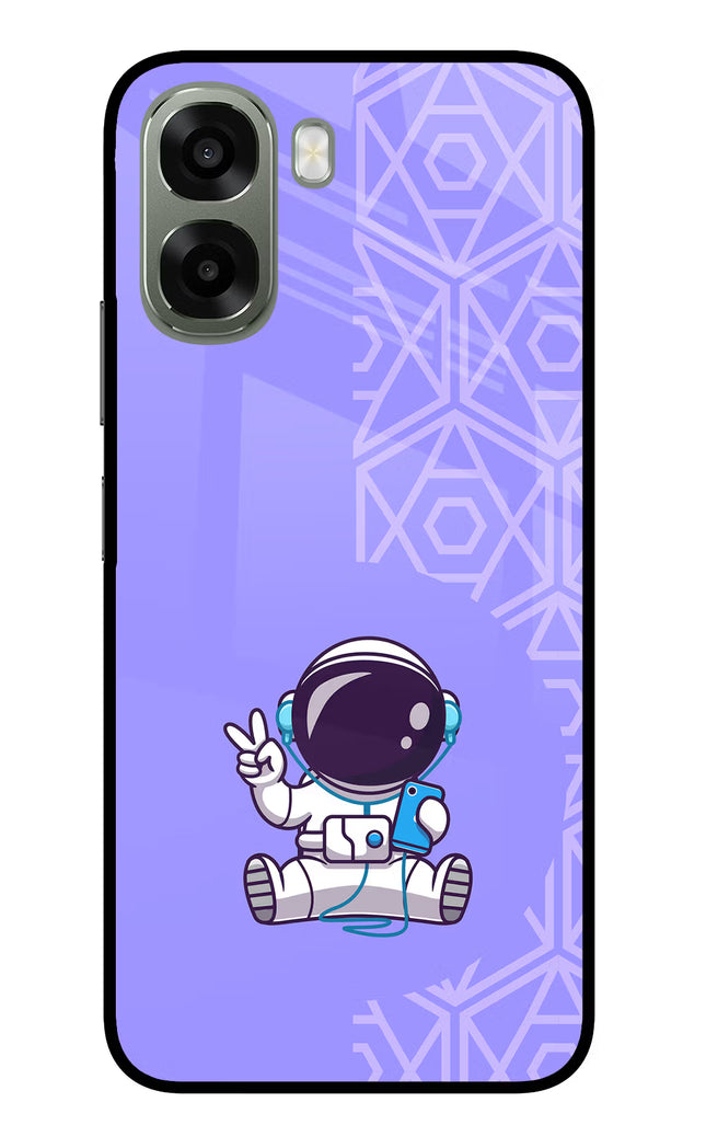 Cute Astronaut Chilling Oppo A6x 5G Glass Case Back Cover by Casekaro