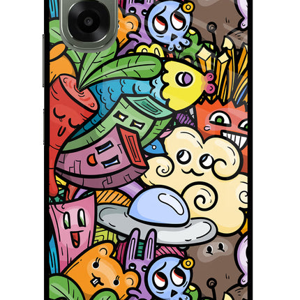 Veggie Doodle Oppo A6x 5G Glass Case Back Cover by Casekaro