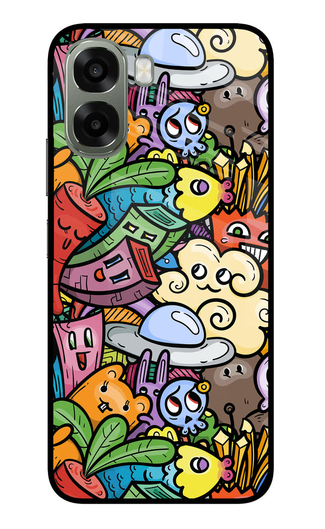Veggie Doodle Oppo A6x 5G Glass Case Back Cover by Casekaro