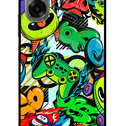 Game Doodle Oppo A6x 5G Glass Case Back Cover by Casekaro