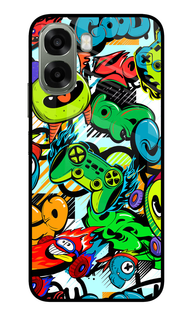 Game Doodle Oppo A6x 5G Glass Case Back Cover by Casekaro