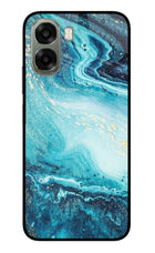 Blue Glitter Marble Oppo A6x 5G Glass Case Back Cover by Casekaro