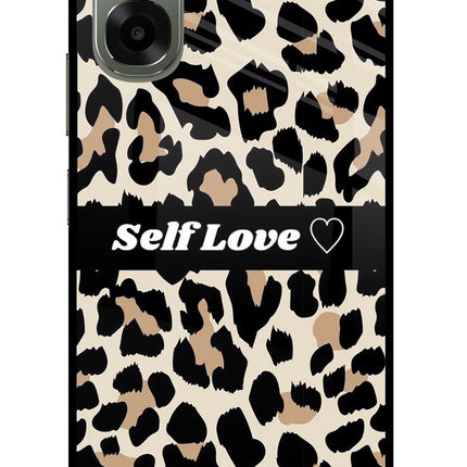 Leopard Print Self Love Oppo A6x 5G Glass Case Back Cover by Casekaro