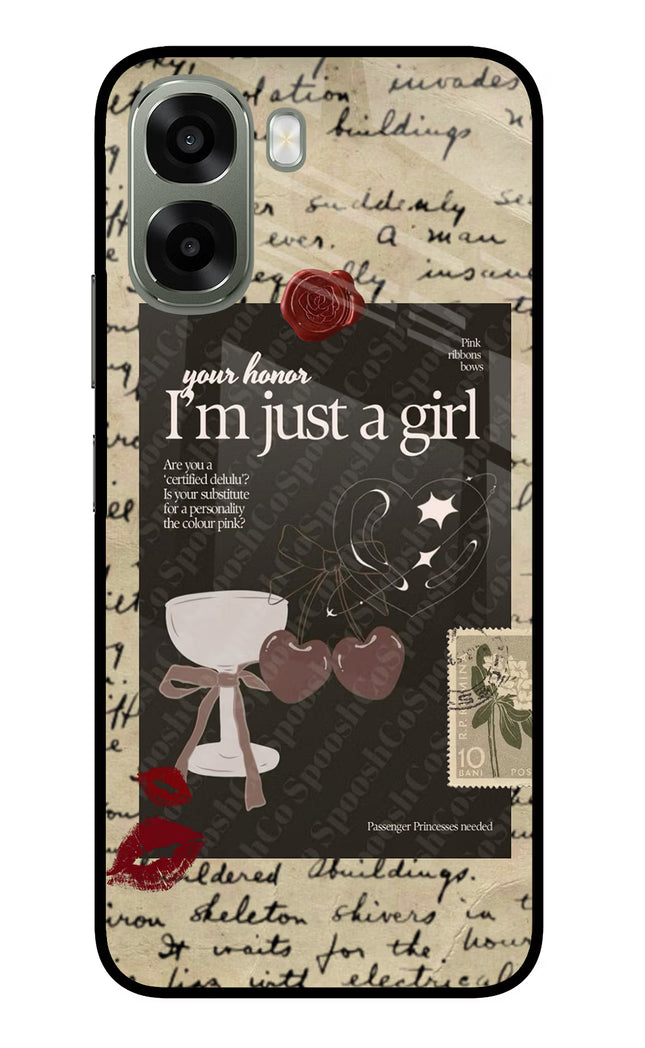 I am just a girl Oppo A6x 5G Glass Case Back Cover by Casekaro