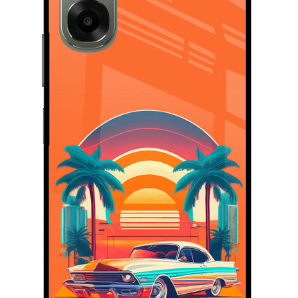 Palm Drive 80s Oppo A6x 5G Glass Case Back Cover by Casekaro
