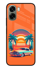 Palm Drive 80s Oppo A6x 5G Glass Case Back Cover by Casekaro