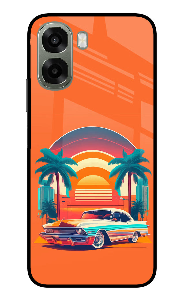 Palm Drive 80s Oppo A6x 5G Glass Case Back Cover by Casekaro