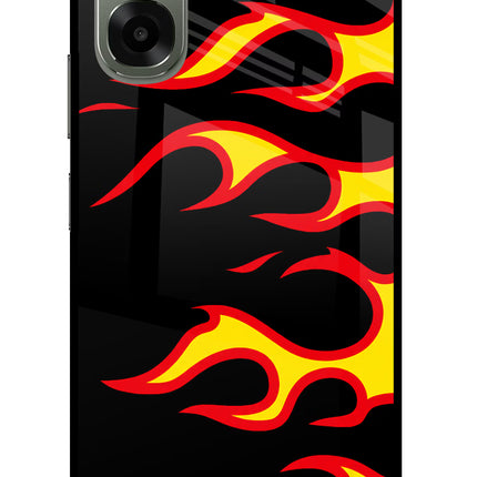 Side Sweep Flames Oppo A6x 5G Glass Case Back Cover by Casekaro