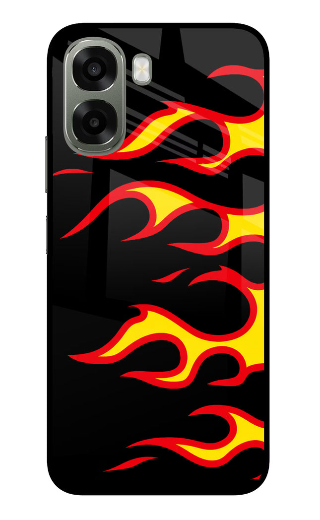 Side Sweep Flames Oppo A6x 5G Glass Case Back Cover by Casekaro