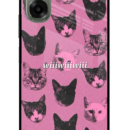 Pink Cats Oppo A6x 5G Glass Case Back Cover by Casekaro
