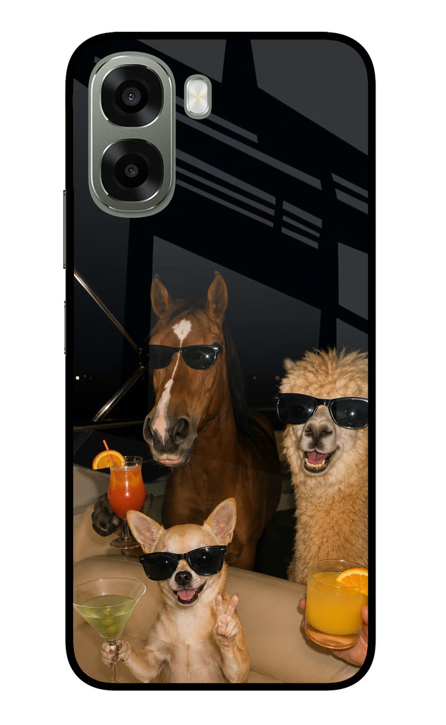 Party Squad Oppo A6x 5G Glass Case Back Cover by Casekaro