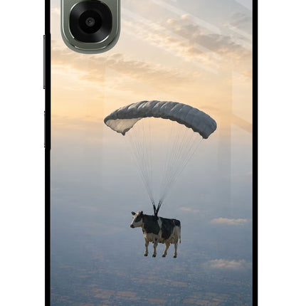 Skydiving Cow Oppo A6x 5G Glass Case Back Cover by Casekaro