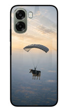 Skydiving Cow Oppo A6x 5G Glass Case Back Cover by Casekaro