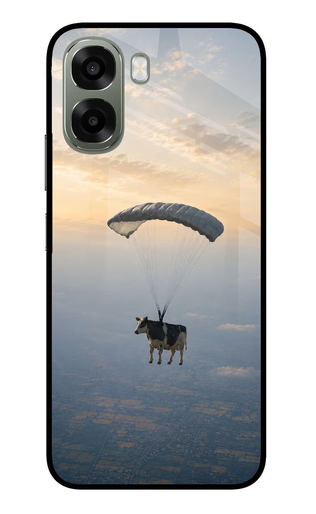 Skydiving Cow Oppo A6x 5G Glass Case Back Cover by Casekaro