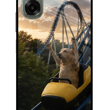 Rollercoaster Dog Oppo A6x 5G Glass Case Back Cover by Casekaro
