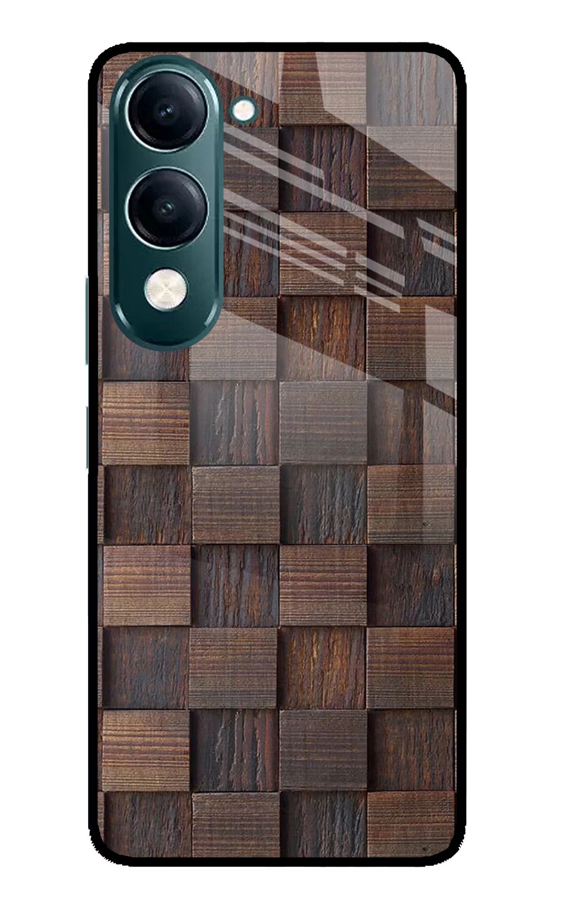 Wooden Cube Design iQOO Z10 Lite 5G Glass Case