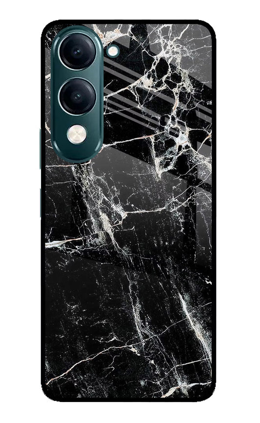 Black Marble Texture iQOO Z10 Lite 5G Glass Case