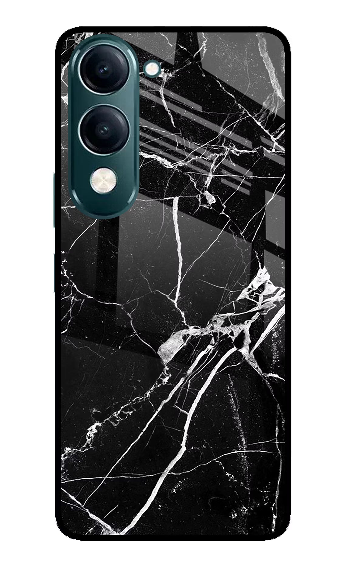 Black Marble Pattern iQOO Z10 Lite 5G Glass Case