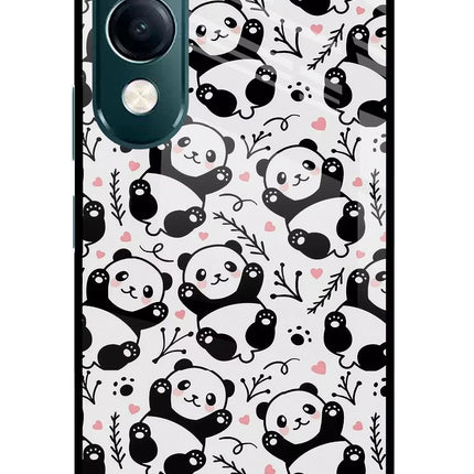 Cute Panda iQOO Z10 Lite 5G Glass Case Back Cover by Casekaro