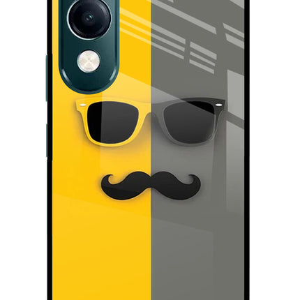 Sunglasses with Mustache iQOO Z10 Lite 5G Glass Case Back Cover by Casekaro