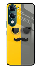 Sunglasses with Mustache iQOO Z10 Lite 5G Glass Case Back Cover by Casekaro