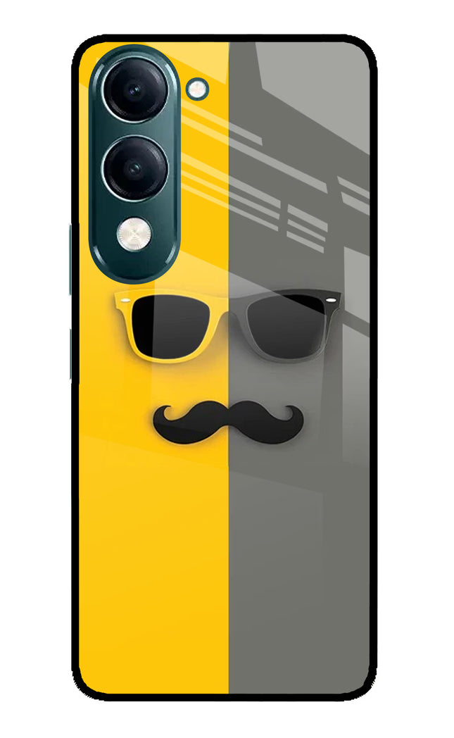 Sunglasses with Mustache iQOO Z10 Lite 5G Glass Case Back Cover by Casekaro