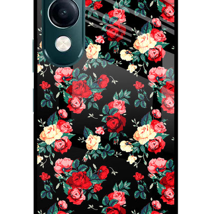 Rose Pattern iQOO Z10 Lite 5G Glass Case Back Cover by Casekaro