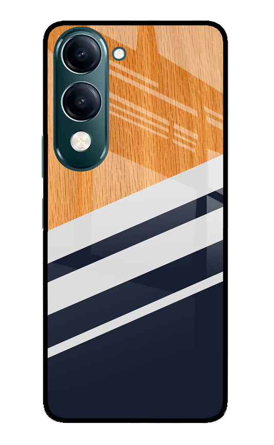 Blue and white wooden iQOO Z10 Lite 5G Glass Case